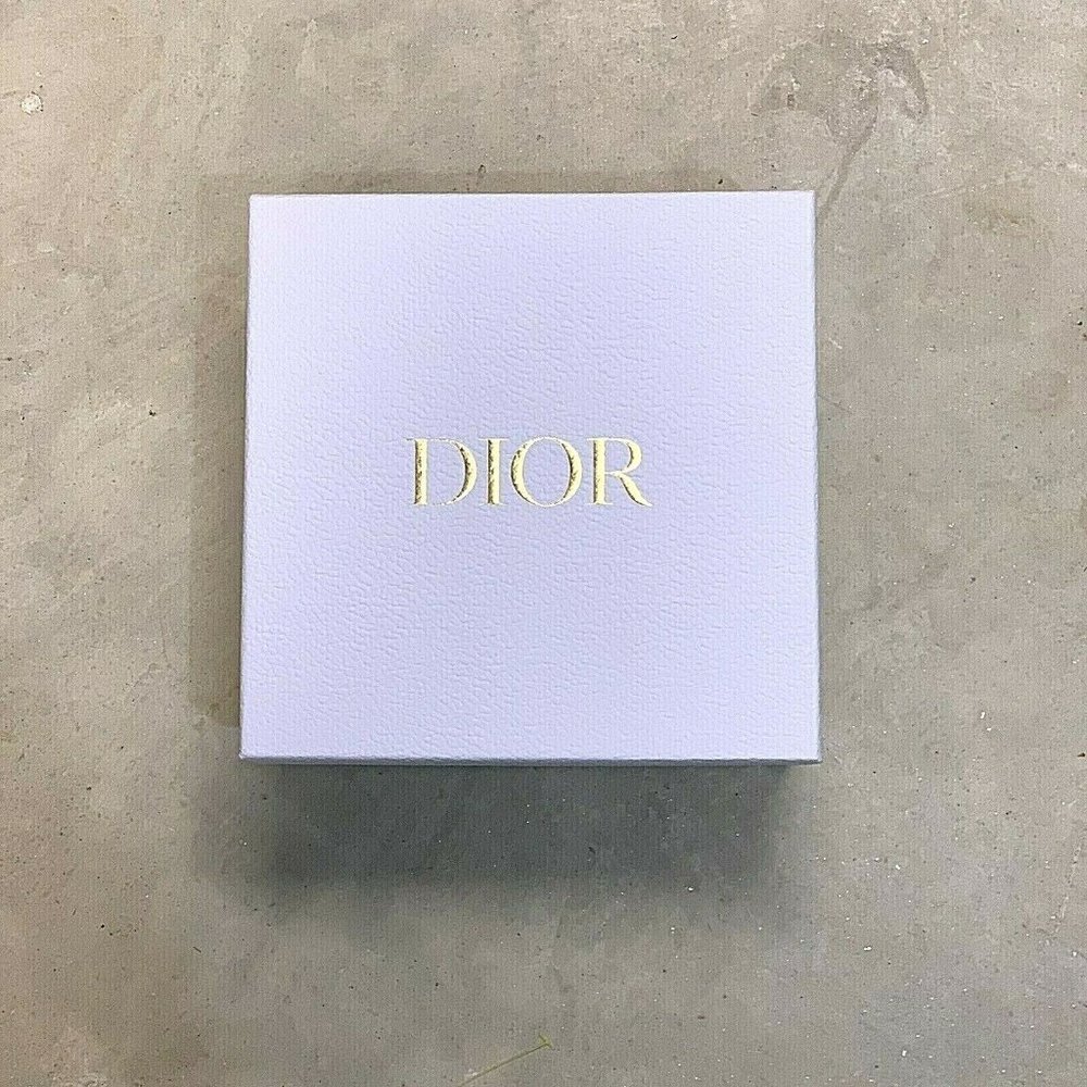 Christian Dior Gift Box White Gold Capital Letters 8.5” x 8.5” x 4” **BOX ONLY**